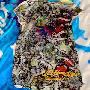 Beautiful 1 of a kind Ed Hardy rhinestone shirt